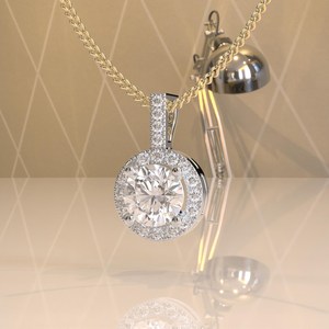 Elvora Gems Geometric Octagon Cut Moissanite <b>Pendant</b> <b>Solid</b> <b>Gold</b> 2.8CT IGI Certified Rhodium Plated Rope Chain Party Necklace - Product Image 4