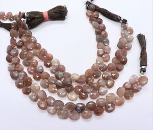 Cuentas facetadas de piedra lunar de chocolate AAA en forma de corazón de 8-9 mm, cuentas de piedra lunar natural de 8 pulgadas en forma de corazón, cuentas de piedra lunar a granel - Product Image 6