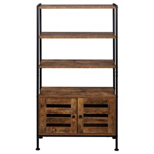 Libreria Industriale a 3 Ripiani con Armadio a 2 Ante, Multifunzionale per Soggiorno, Studio, Camera da Letto, Scaffale in Acciaio - Product Image 2