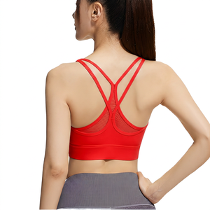 <b>Yellow</b> Cross-back Sports <b>Bra</b> Medium Support Workout Women's Fitness - Product Image 3