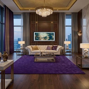 Alfombra Moderna de Color Morado Real, Alfombra de Lana Suave y Afelpada de 14 mm de Grosor, Alfombra Contemporánea Hecha a Mano para Sala de Estar y Dormitorio - Product Image 2