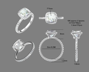 Bague halo en or rose 18 carats avec diamant de laboratoire taille coussin et rhodium |   Bague Halo entièrement pavée |   Clarté VVS |   Bijoux de mariage classiques et luxueux - Product Image 2