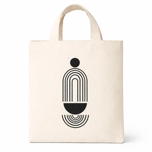 AMANI Premium 300gsm Cotton <b>Canvas</b> Tote Bag 12x13x4 Washable Minimalist Black <b>Abstract</b> <b>Print</b> Eco Friendly Reusable Shopping - Product Image 1