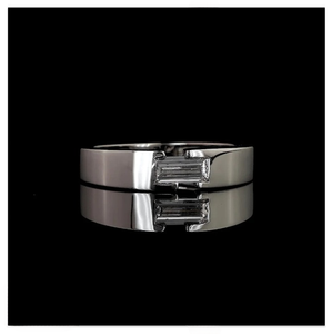 Luxury Baguette Cut 0.50 CT Lab Grown Diamond Men's Band <b>Ring</b> 18kt White Gold IGI Certification VVS-VS E Color Wedding - Product Image 4