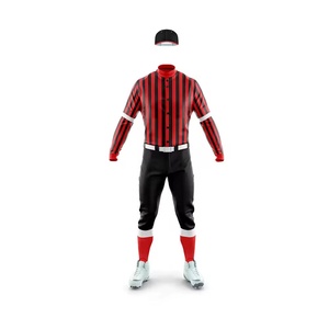 Maillot de football rayé rouge et noir pour homme, manches longues, col montant, en polyester anti-humidité, uniforme toutes saisons - Product Image 2