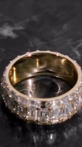 Iced Out Pinky Finger Band <b>Ring</b> <b>Men</b> Emerald Moissanite Pave Engagement Wedding Band Full Eternity Stackable 925 Sterling <b>Silver</b> - Product Image 4