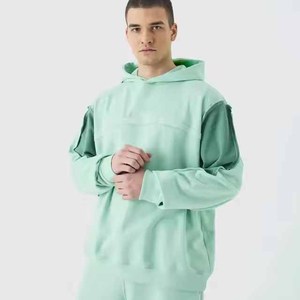 Sweat à capuche zippé pour homme en coton 100% de haute qualité 500 g/m², molletonné, épaules tombantes, thermique, coupe oversize, pour l'hiver, couleur unie - Product Image 1
