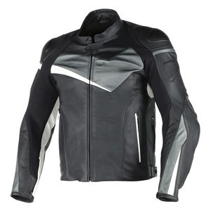 Chaqueta de Motocicleta de Cuero Negra Unisex Personalizada, Talla Grande, Manga Larga, Diseño Color Block, Resistente al Viento, para Todas las Estaciones, Estilo Racing - Product Image 1