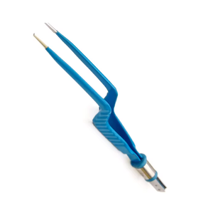 Pinzas bipolares de bayoneta de acero inoxidable, manuales, de 7.75 pulgadas, activadas con el pie, instrumentos quirúrgicos amarillos de Ariston en venta - Product Image 1