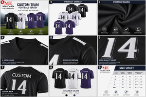 Maillot de football américain personnalisé pour homme, col en V, manches courtes, évacuation de l'humidité, 100 % polyester, numéro d'équipe 14, toutes saisons - Product Image 6