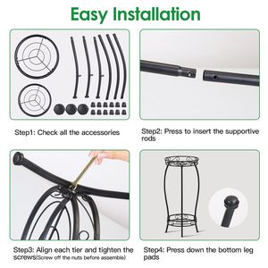 Soporte de Hierro de 2 Niveles para Plantas, Resistente a la Oxidación, 26.57 Pulgadas de Altura, para Interiores y Exteriores, Soporte para Macetas, Nuevo Diseño Elegante - Product Image 5