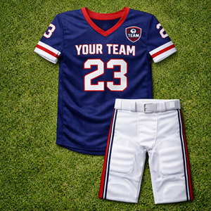 Uniforme d'équipe de football américain personnalisé pour les écoles, short imprimé, antibactérien, séchage rapide, respirant, col en V, tissu 100% polyester - Product Image 4
