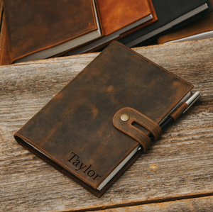 Funda de cuero personalizada para diario - Funda de cuero para cuaderno A5 - Diario personalizado - Regalos de Navidad para él - Regalos personalizados para él - Product Image 5