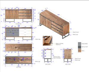 Aparador Moderno con Cajones y Estantes para Sala de Estar o Dormitorio, Mueble Duradero y Elegante, Conjunto Premium - Product Image 2