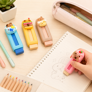 Juego de Borradores Retráctiles Trendy Capybara Life |   Divertido Tobogán Retráctil de Goma con Diseño de Cerdo Acuático en 3D |   Lindo lazo con moño ER017 para la escuela - Product Image 2