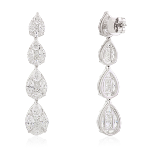 Boucles d'oreilles en or blanc 14 carats avec perle en forme de goutte d'eau et diamant de 5,38 carats certifié IGI, style vintage chrétien pour mariage - Product Image 4