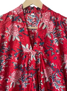 Robe longue décontractée pour femme, 100 % coton respirant, faite main, imprimé léopard, col en V, manches bouffantes, idéale printemps-été-automne – Meilleure vente - Product Image 2