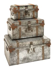 White Metal Trunk Storage <b>Box</b> Offers a blend of classic design and modern utility. - Product Image 3