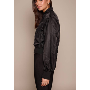 Hot Sale Women Nylon Windbreaker <b>Jacket</b> <b>Long</b> Sleeve Baseball Crop Top Custom Embroidery Logo Reversible Zip-Up Autumn Wear - Product Image 3
