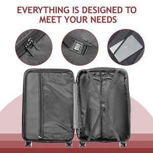 Valigia Trolley 4 in 1 con Strisce Verticali Curve, Stile Retrò Rosso, Leggera, Lussuosa, Vintage, Alla Moda, Impermeabile - Materiale PP - Product Image 6
