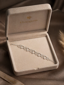 Women's <b>Charm</b> Round Brilliant Cut Diamond Heart Chain <b>Bracelet</b> Stainless Steel <b>Silver</b> Plated Classic Style Jewelry Gift - Product Image 5