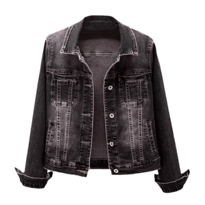 OEM Wholesale Price Women's Button-<b>Up</b> Denim Jacket Autumn Sweet Style Long Sleeve Heavyweight Slim Fit Denim Jeans Jackets - Product Image 2