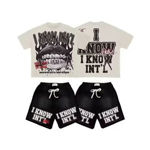 Conjunto de Camiseta y Pantalones Cortos con Diseño Personalizado, Ropa Urbana Unisex de Dos Piezas, Traje Largo Informal de Invierno, Chándal de Tela de Algodón, Moda Moderna - Product Image 2