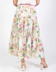 กระโปรงทรงเอวสูงชายกระโปรงบานใหญ่สำหรับผู้หญิง ลายพิมพ์สวยงาม ดีไซน์เป็นชั้นๆ ทันสมัย ความยาวปานกลาง พร้อมสายผูกสีชมพูแบบถอดได้ - Product Image 3