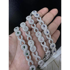 Pulsera de tenis unisex de plata de ley 925 con diamantes de moissanita de alta calidad, estilo hip hop, cadena y eslabones helados - Product Image 1