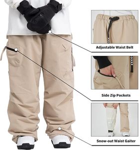 Pantalon de ski unisexe imperméable et chauffant coupe-vent 10000 mm - Polyester Tex pour activités de neige en extérieur, fermeture à cordon, style cargo, doublure polaire - Product Image 4