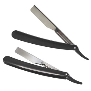 Professional Barber Salon <b>Straight</b> Cut Throat Shaving <b>Razor</b> with Stainless Steel <b>Blades</b> and Black Handle - Product Image 5