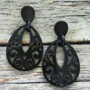 Pendientes Geométricos de Cuerno de Búfalo, Ecológicos, Hechos a Mano, con Patrón de Caparazón de Tortuga, Diseño Moderno Pulido, Artesanía Natural para Bodas MN - Product Image 5