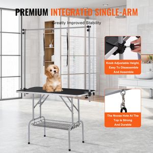 Supporto Pieghevole per Toelettatura Animali Domestici da 46FT per Cani di Taglia Media e Piccola, Stazione Durevole per Toelettatura Cani con Due Bracci e Morsetto per Caricabatterie - Product Image 4