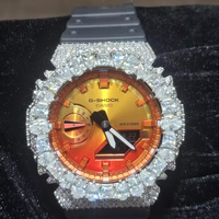 Montre G Sh0 entièrement sertie de diamants Moissanite VVS, style Bust personnalisé, luxe Hip Hop, mouvement à quartz MIYOTA, boîtier en acier inoxydable, bracelet en caoutchouc