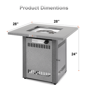 28\" Silver Outdoor Propane Gas <b>Fire</b> <b>Pit</b> <b>Table</b> <b>with</b> 50000 BTU Patio Fireplace Dining <b>Tables</b> Lid Lava Roc - Product Image 5