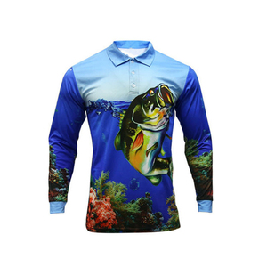 เสื้อเชิ้ตตกปลาแขนยาวผู้ชาย ลายปลาบลูมาร์ลิน ป้องกันรังสียูวี UPF 50 ผลิตจากโพลีเอสเตอร์ 100% สไตล์โปโล สำหรับกิจกรรมกลางแจ้ง - Product Image 2