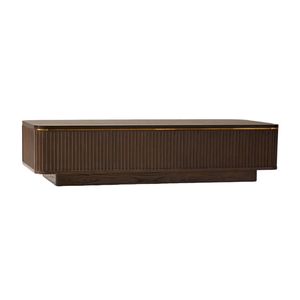 Mesa de Centro de Teca Sólida Acanalada Moderna y Lujosa con Cajones de Almacenamiento, Mesa de Centro Premium para Sala de Estar, Muebles Hechos a Mano - Product Image 3