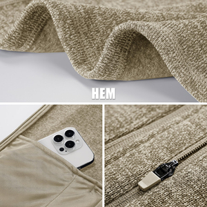 Ensemble de survêtement 2 pièces beige pour homme, veste zippée à col rabattu, manches longues, pantalon de survêtement à cordon de serrage, décontracté - Product Image 4