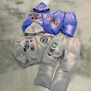 Survêtements coupe-vent à capuche de qualité supérieure 2027, ensemble 2 pièces, avec logo personnalisé et passepoil, couleur unie, pour le sport - Product Image 3