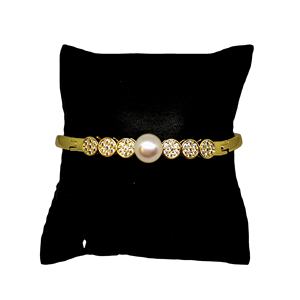 Bracelet en perles d'eau douce plaqué or, bijoux en perles, fournisseur en gros - Product Image 4