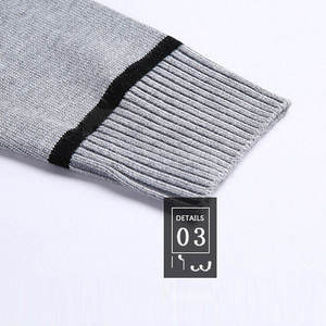 Pull en maille gris rayé à col rond pour homme Aviex, coupe ajustée, style décontracté automne, avec logo imprimé sur le devant - Product Image 6