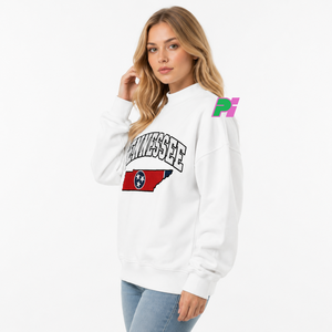 Sudadera de cuello alto personalizada para mujer con estampado de letras y apliques de mapa, tela gruesa de alta calidad para invierno - Product Image 3