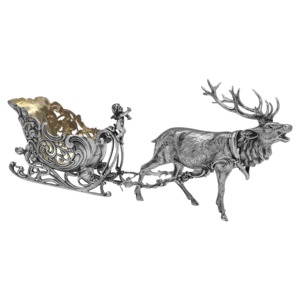 Objeto Decorativo Artístico de Reno con Trineo, Decoración Navideña Vintage para Estante y Centro de Mesa Navideño - Product Image 1
