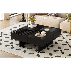 U-Can 33 ''metà del secolo moderno tavolo quadrato in legno con 3 cassetti e vetro temperato gambe in legno massiccio per soggiorno - Product Image 4