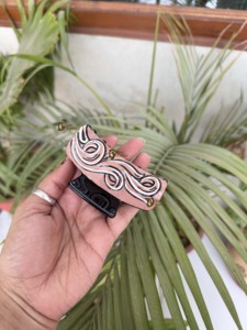 Ethnic Handmade Hand <b>Tooled</b> Leather Cute Hair Claws Elegant Genuine Leather Embroidered Design <b>Clips</b> for Women Hair Accessories - Product Image 3