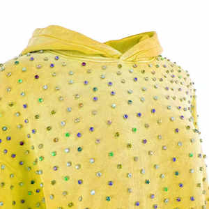 Women's Multi-Color Crystal Yellow Pullover <b>Hoodie</b> 2026 Vibrant Sparkle Oversized Y2K Streetwear <b>Rainbow</b> Rhinestone Sweatshirt - Product Image 2