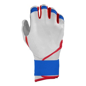 Gants de frappe en cuir blanc avec garniture bleue et rouge, fermeture auto-agrippante, rembourrés, respirants, durables, unisexes, pour entraînement adulte, main gauche, tailles XL, XXL - Product Image 3