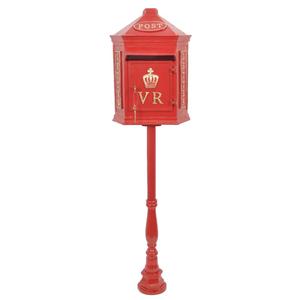 Buzón de metal resistente a la intemperie para jardín, césped o calle, con soporte de pilar, para recibir y enviar correos, decoración para exteriores. - Product Image 4