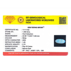 Natural Loose Opal Gemstone 6.8 Carat Certified Rough 20mm - Product Image 4