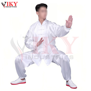 Tenues d'entraînement et de performance en satin blanc pur pour hommes, uniformes de Tai Chi personnalisés avec logo, vente en gros 2026 - Product Image 2